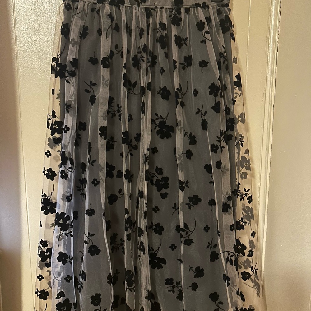Cato Elegant Black Floral Skirt